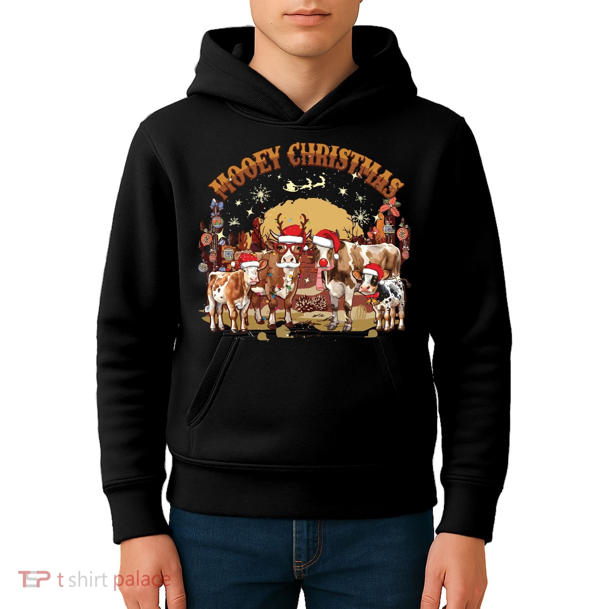 Mooey Christmas Cows Kids Hoodie
