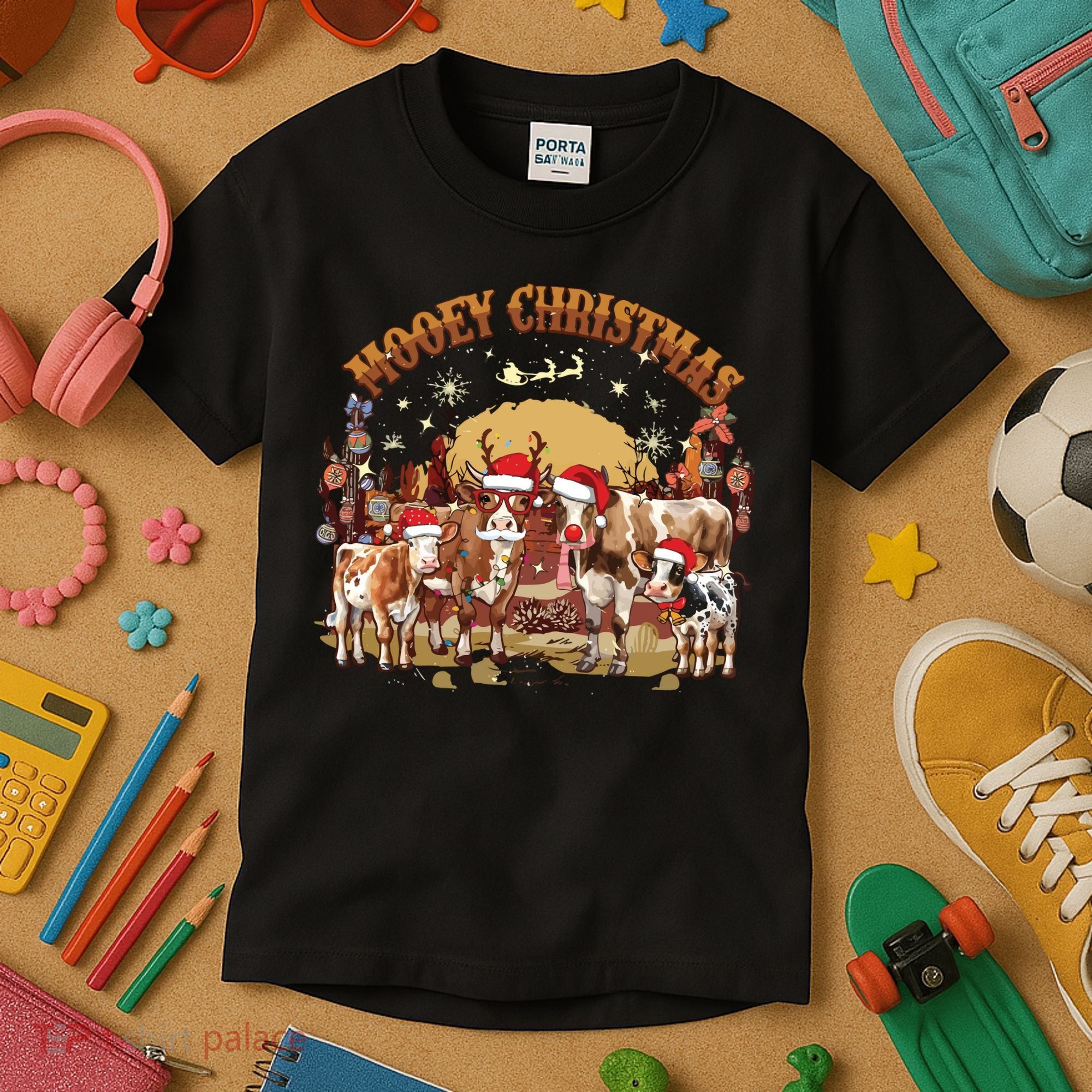 Mooey Christmas Cows Kids T-Shirt