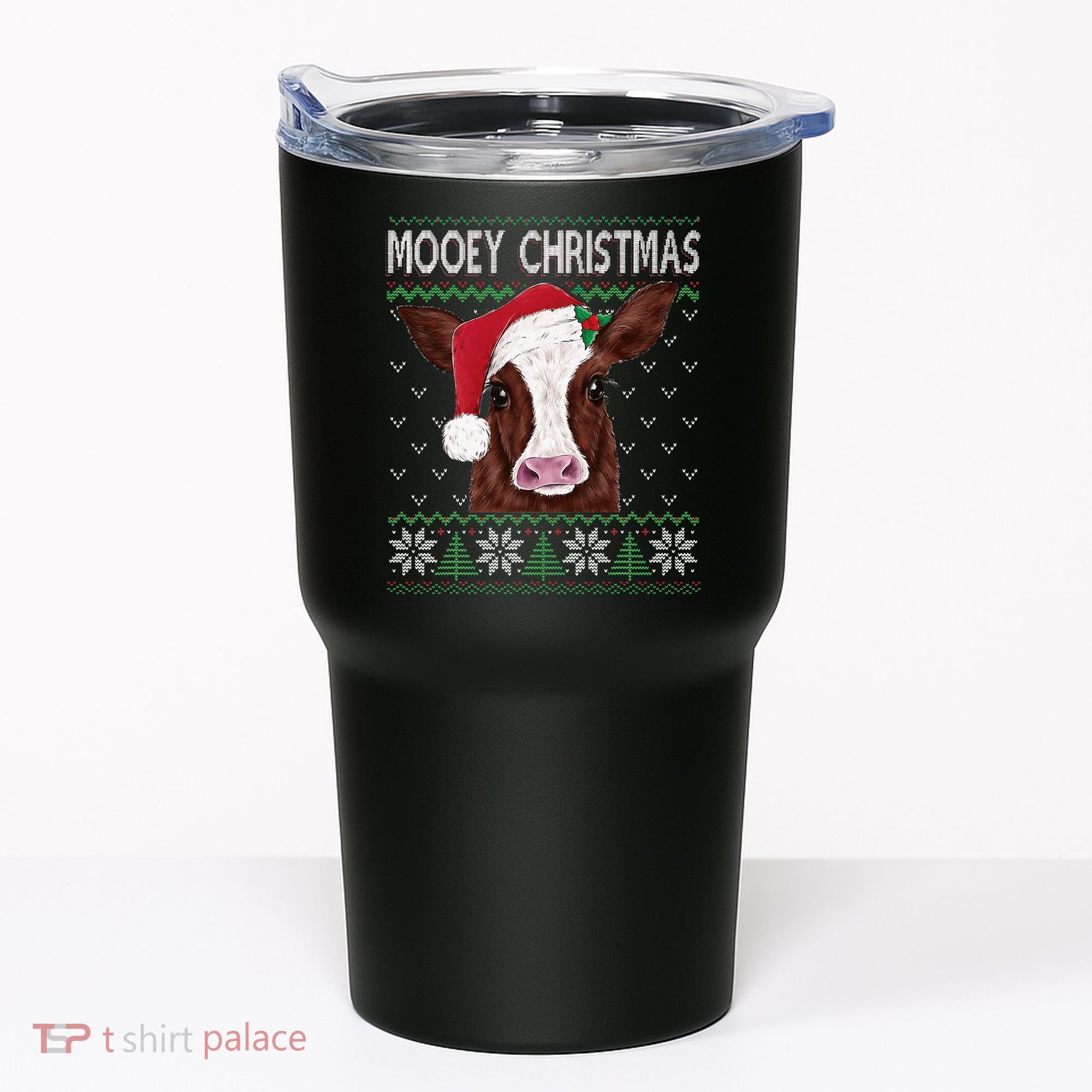 Mooey Christmas Cow Christmas Ugly Sweater Tumbler