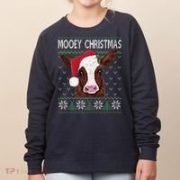 Mooey Christmas Cow Christmas Ugly Sweater Women's Sweatshirt thumb 0