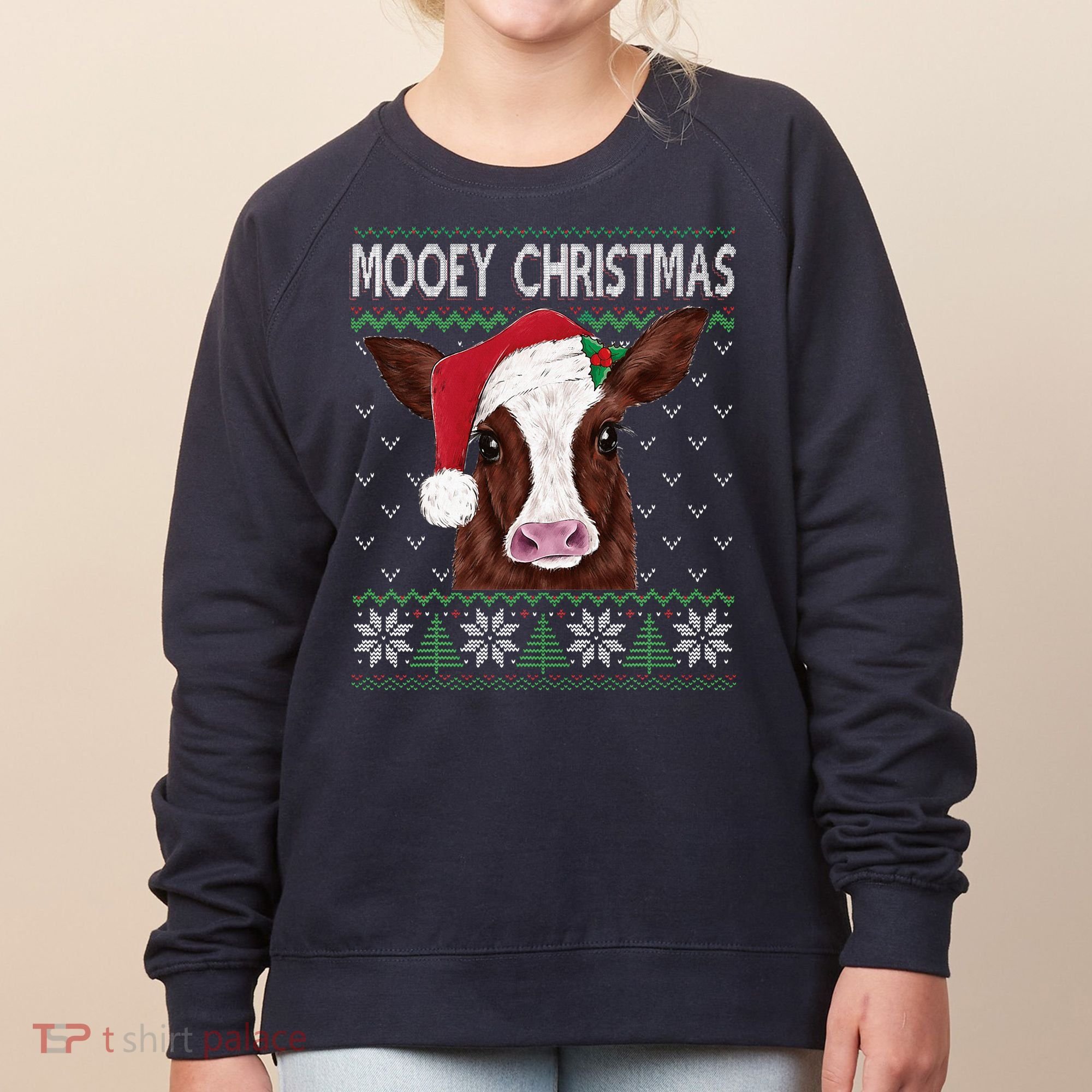 Mooey Christmas Cow Christmas Ugly Sweater Women's Sweatshirt