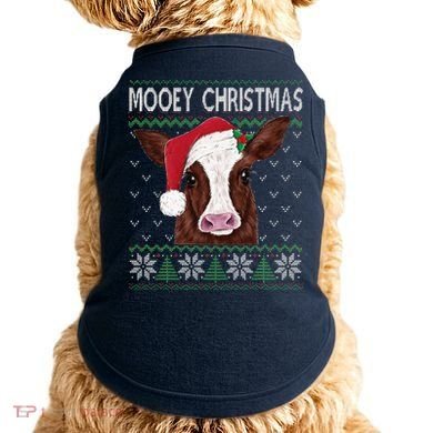 Mooey Christmas Cow Christmas Ugly Sweater Doggie Tank
