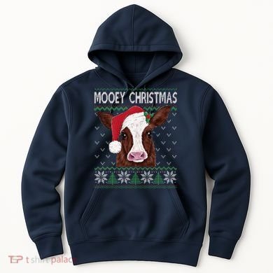 Mooey Christmas Cow Christmas Ugly Sweater Hoodie
