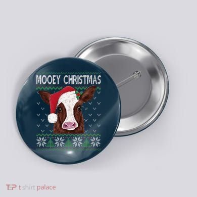 Mooey Christmas Cow Christmas Ugly Sweater Button