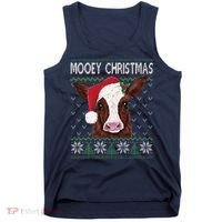 Mooey Christmas Cow Christmas Ugly Sweater Tank Top thumb 0