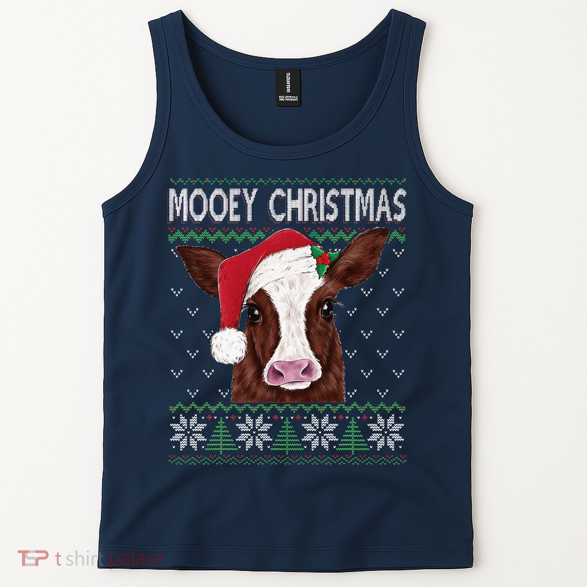 Mooey Christmas Cow Christmas Ugly Sweater Tank Top