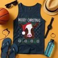 Mooey Christmas Cow Christmas Ugly Sweater Tank Top thumb 4