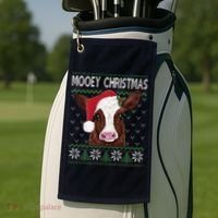 Mooey Christmas Cow Christmas Ugly Sweater Golf Towel thumb 2