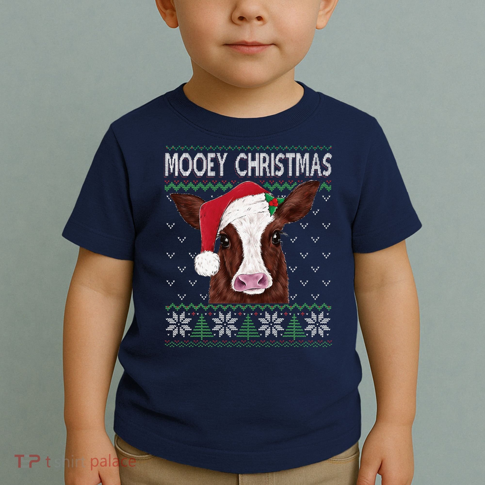 Mooey Christmas Cow Christmas Ugly Sweater Toddler T-Shirt
