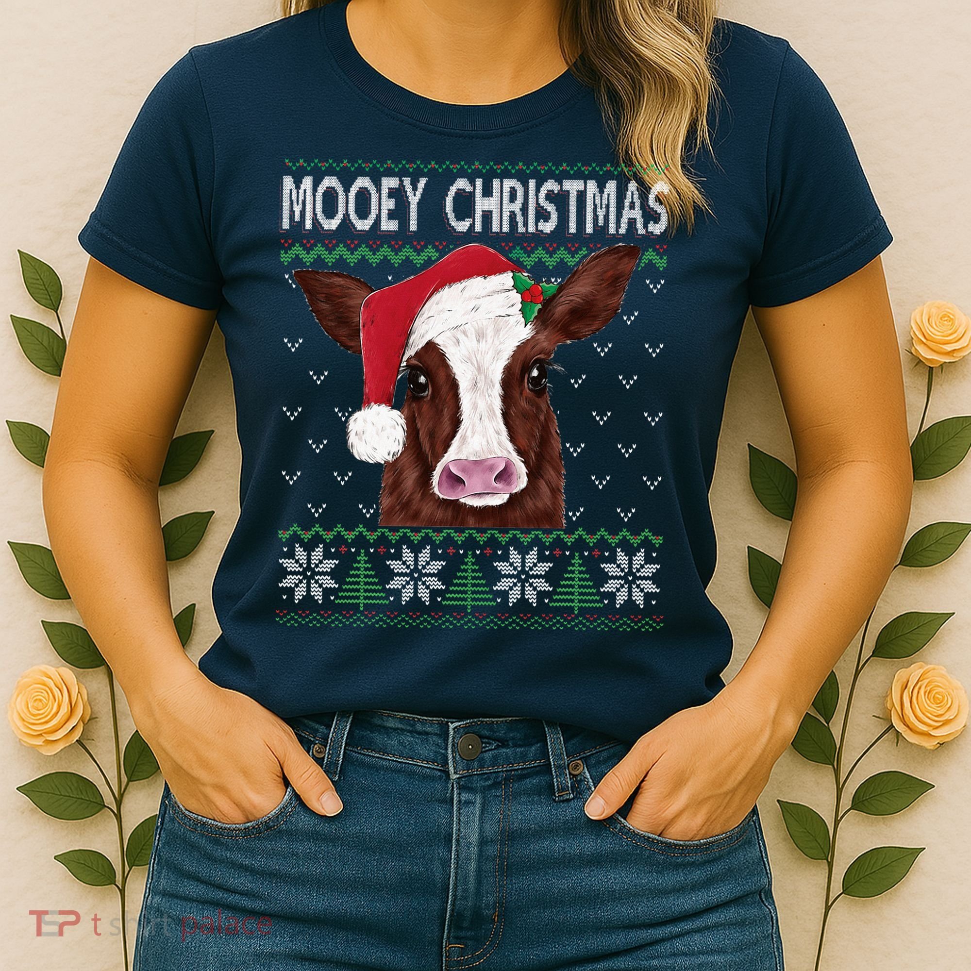 Mooey Christmas Cow Christmas Ugly Sweater Women's T-Shirt