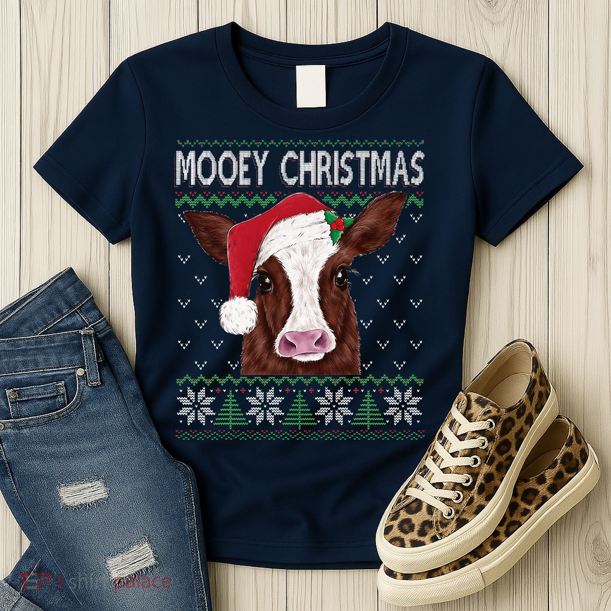 Mooey Christmas Cow Christmas Ugly Sweater Women's T-Shirt