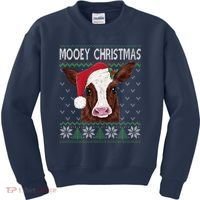 Mooey Christmas Cow Christmas Ugly Sweater Kids Sweatshirt thumb 0