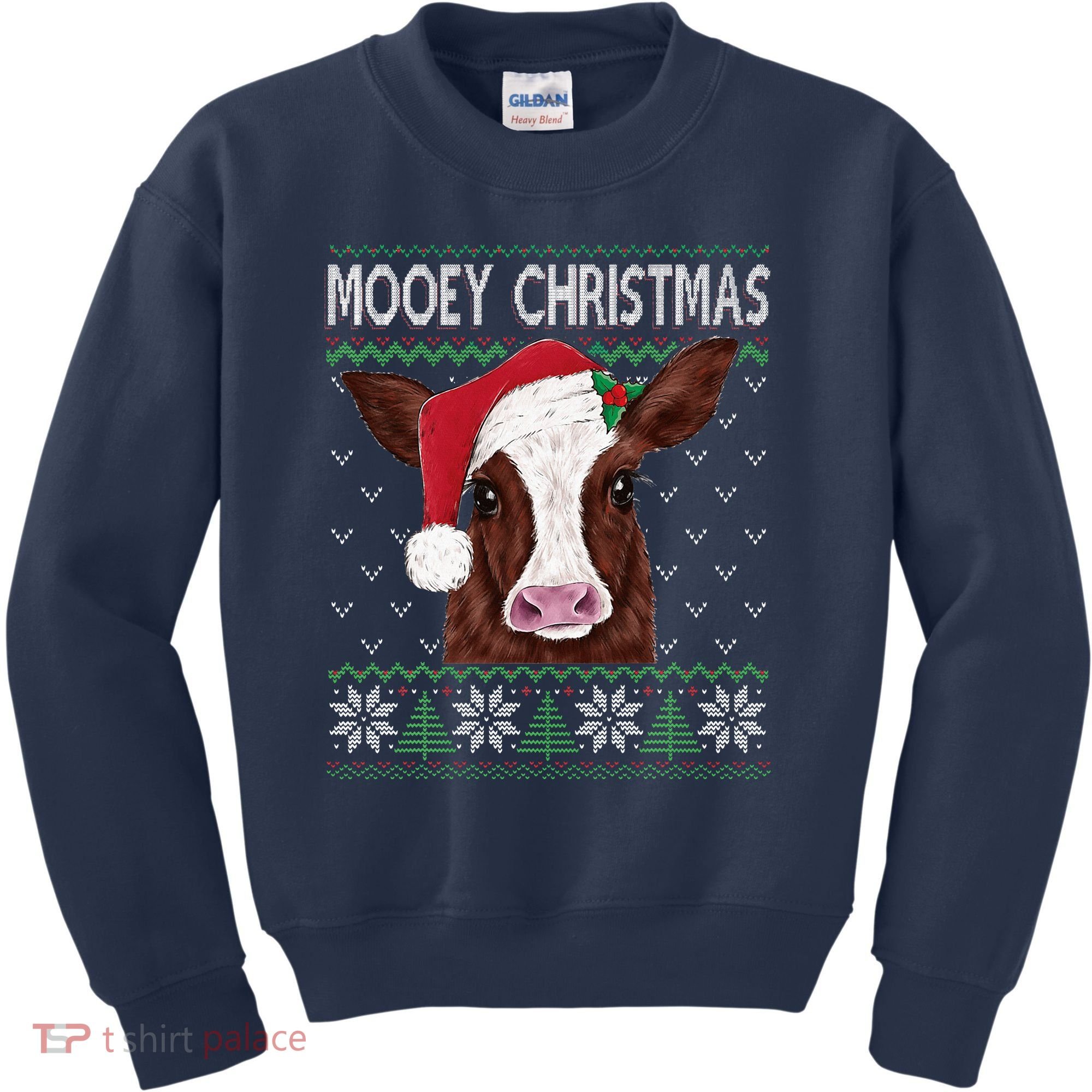 Mooey Christmas Cow Christmas Ugly Sweater Kids Sweatshirt