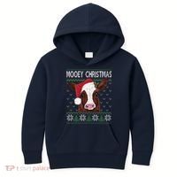 Mooey Christmas Cow Christmas Ugly Sweater Kids Hoodie thumb 0