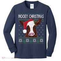 Mooey Christmas Cow Christmas Ugly Sweater Kids Long Sleeve Shirt thumb 0