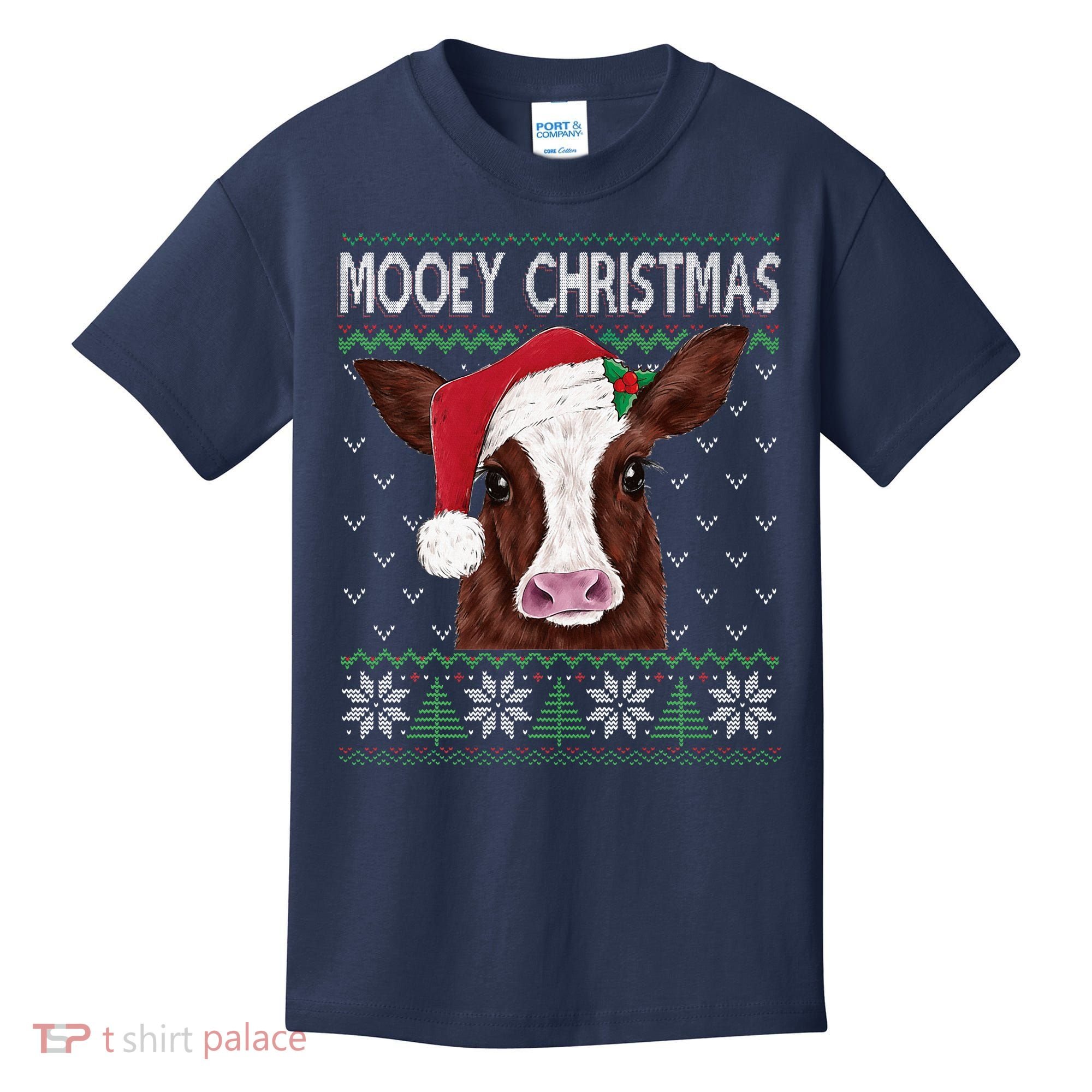 Mooey Christmas Cow Christmas Ugly Sweater Kids T-Shirt