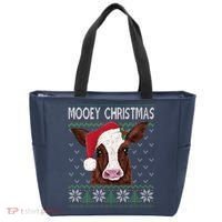 Mooey Christmas Cow Christmas Ugly Sweater Tote Bag thumb 0
