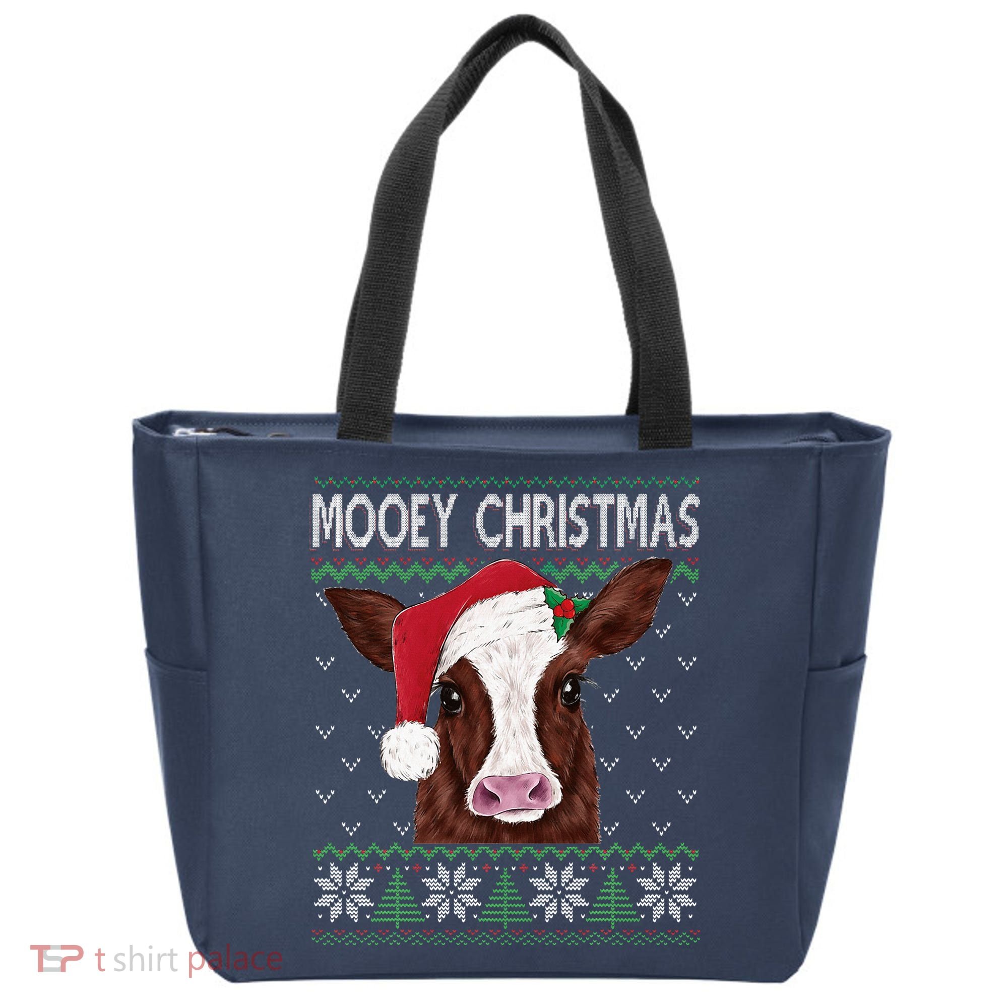 Mooey Christmas Cow Christmas Ugly Sweater Tote Bag