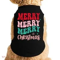 Merry Christmas Cute Holiday Groovy Doggie Tank thumb 0
