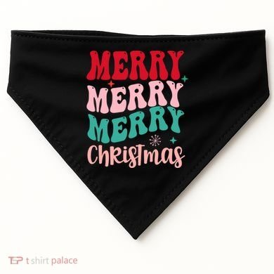 Merry Christmas Cute Holiday Groovy USA-Made Doggie Bandana