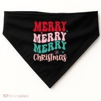 Merry Christmas Cute Holiday Groovy USA-Made Doggie Bandana thumb 0