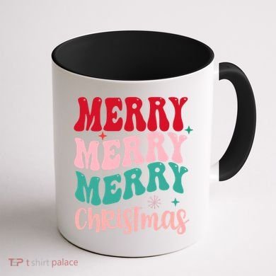 Merry Christmas Cute Holiday Groovy Coffee Mug back