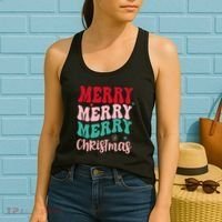 Merry Christmas Cute Holiday Groovy Women's Tank Top thumb 2