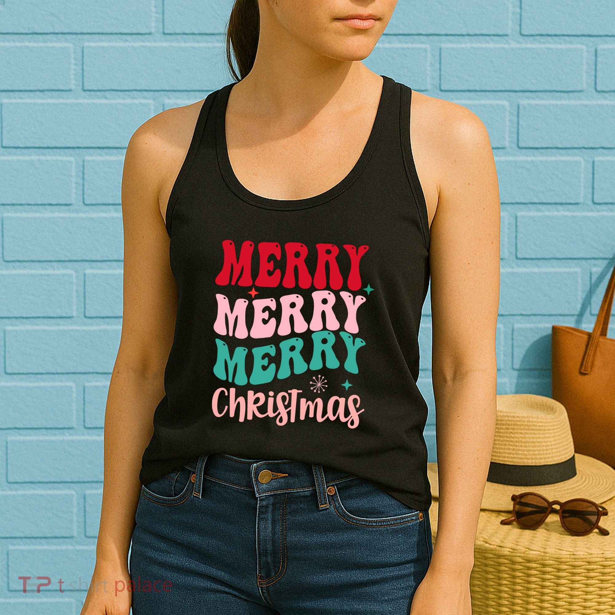 Merry Christmas Cute Holiday Groovy Women's Tank Top