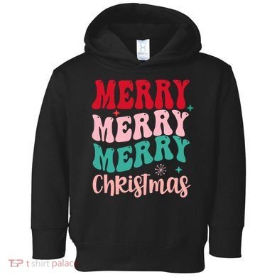 Merry Christmas Cute Holiday Groovy Toddler Hoodie