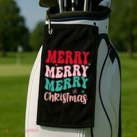 Merry Christmas Cute Holiday Groovy Golf Towel thumb 2