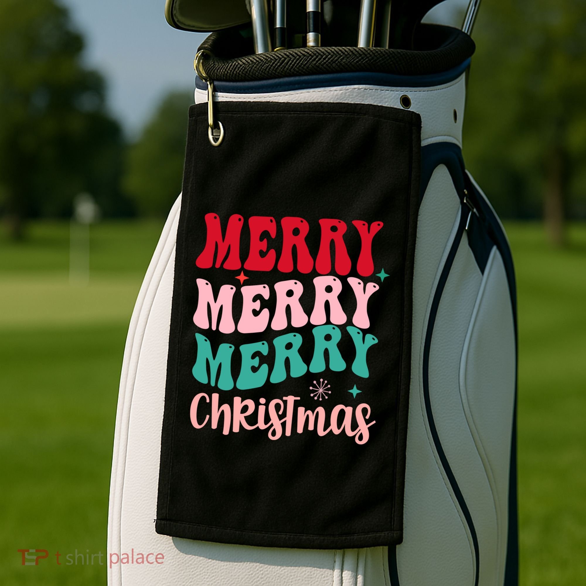 Merry Christmas Cute Holiday Groovy Golf Towel