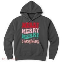 Merry Christmas Cute Holiday Groovy Hoodie thumb 0