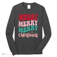 Merry Christmas Cute Holiday Groovy Long Sleeve Shirt thumb 0