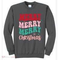 Merry Christmas Cute Holiday Groovy Sweatshirt thumb 0
