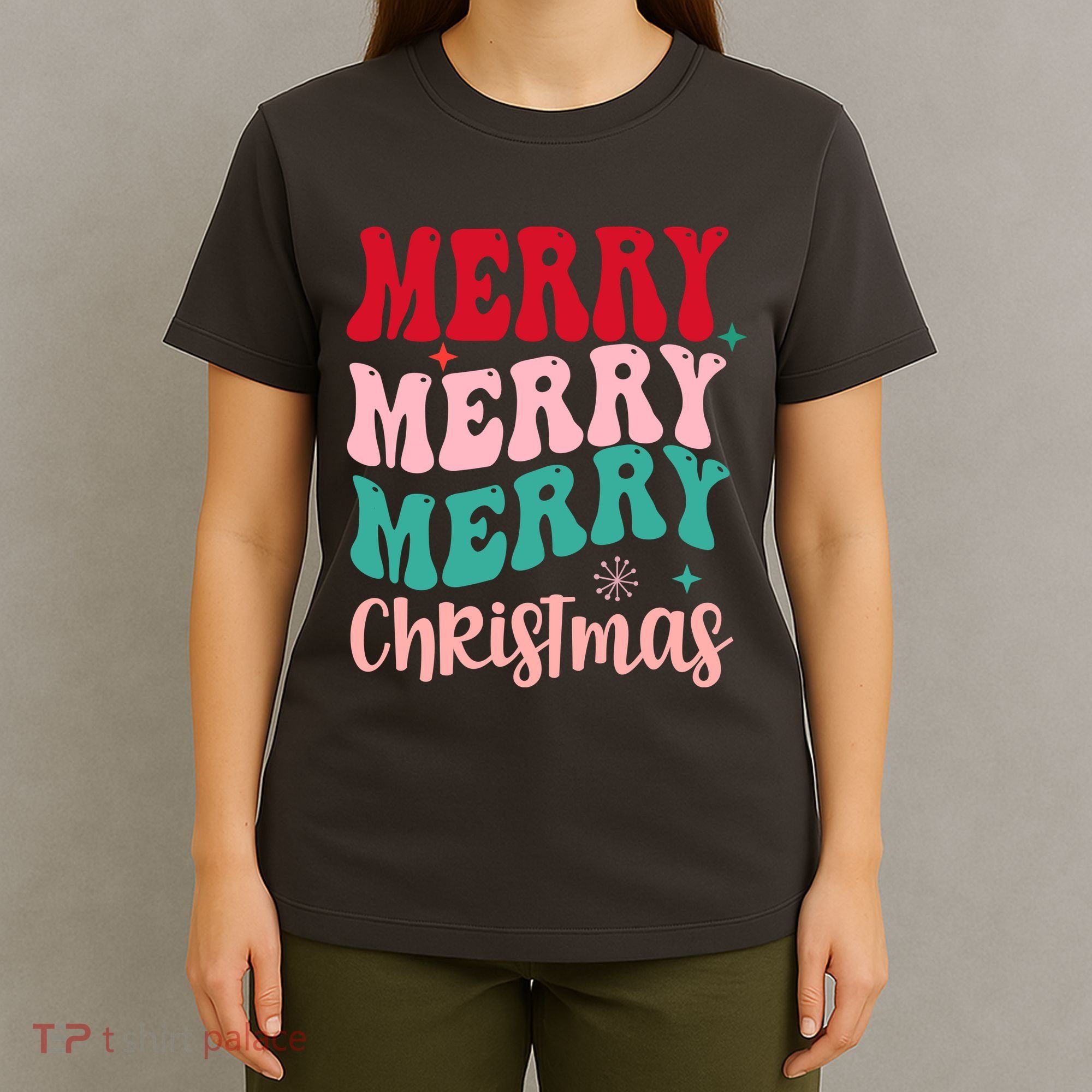 Merry Christmas Cute Holiday Groovy T-Shirt