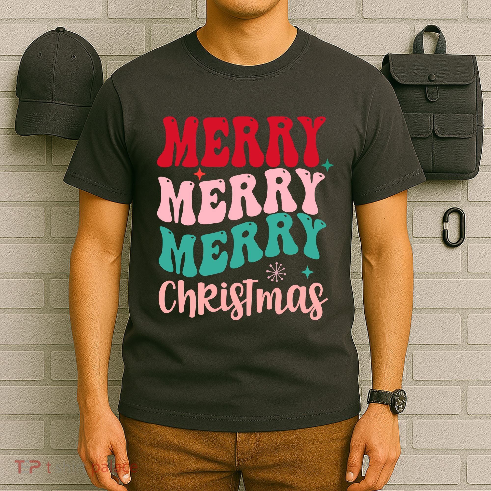 Merry Christmas Cute Holiday Groovy T-Shirt