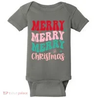 Merry Christmas Cute Holiday Groovy Baby Bodysuit thumb 0