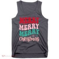 Merry Christmas Cute Holiday Groovy Tank Top thumb 0