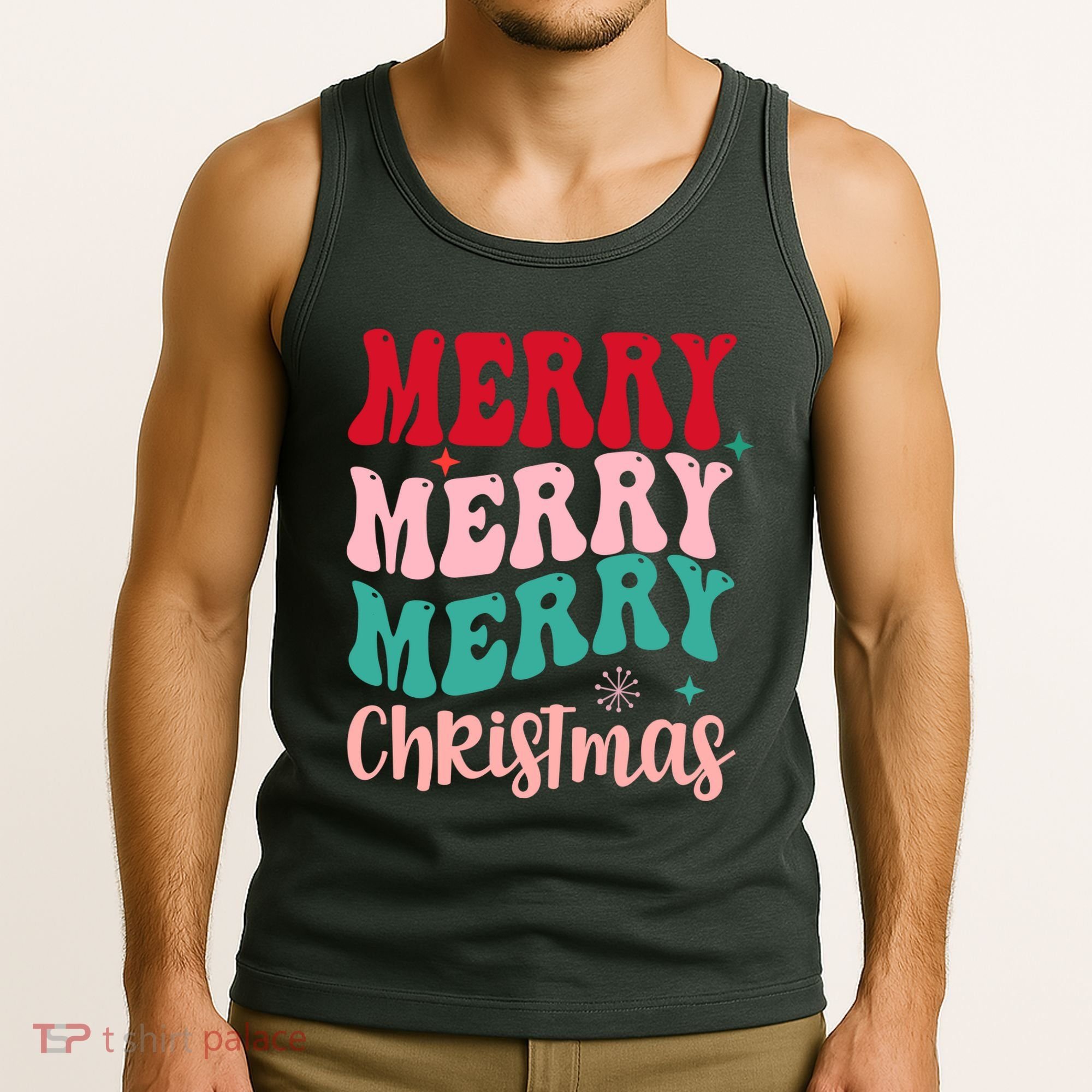 Merry Christmas Cute Holiday Groovy Tank Top