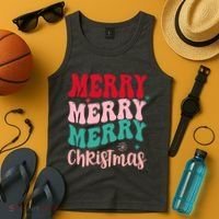 Merry Christmas Cute Holiday Groovy Tank Top thumb 4