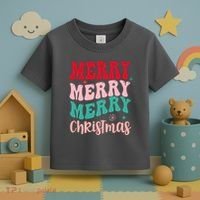 Merry Christmas Cute Holiday Groovy Toddler T-Shirt thumb 3