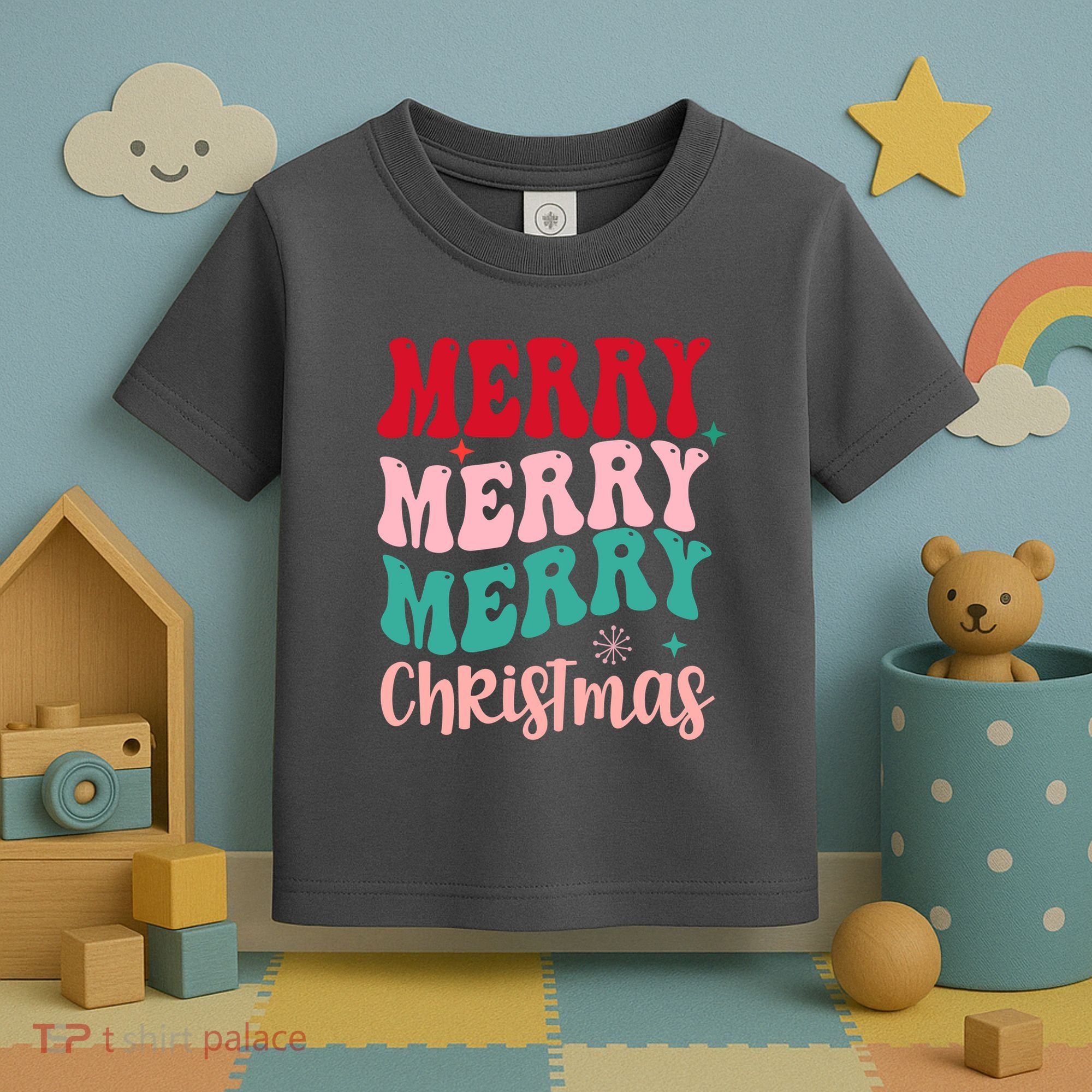 Merry Christmas Cute Holiday Groovy Toddler T-Shirt