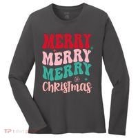 Merry Christmas Cute Holiday Groovy Women's Long Sleeve Shirt thumb 0