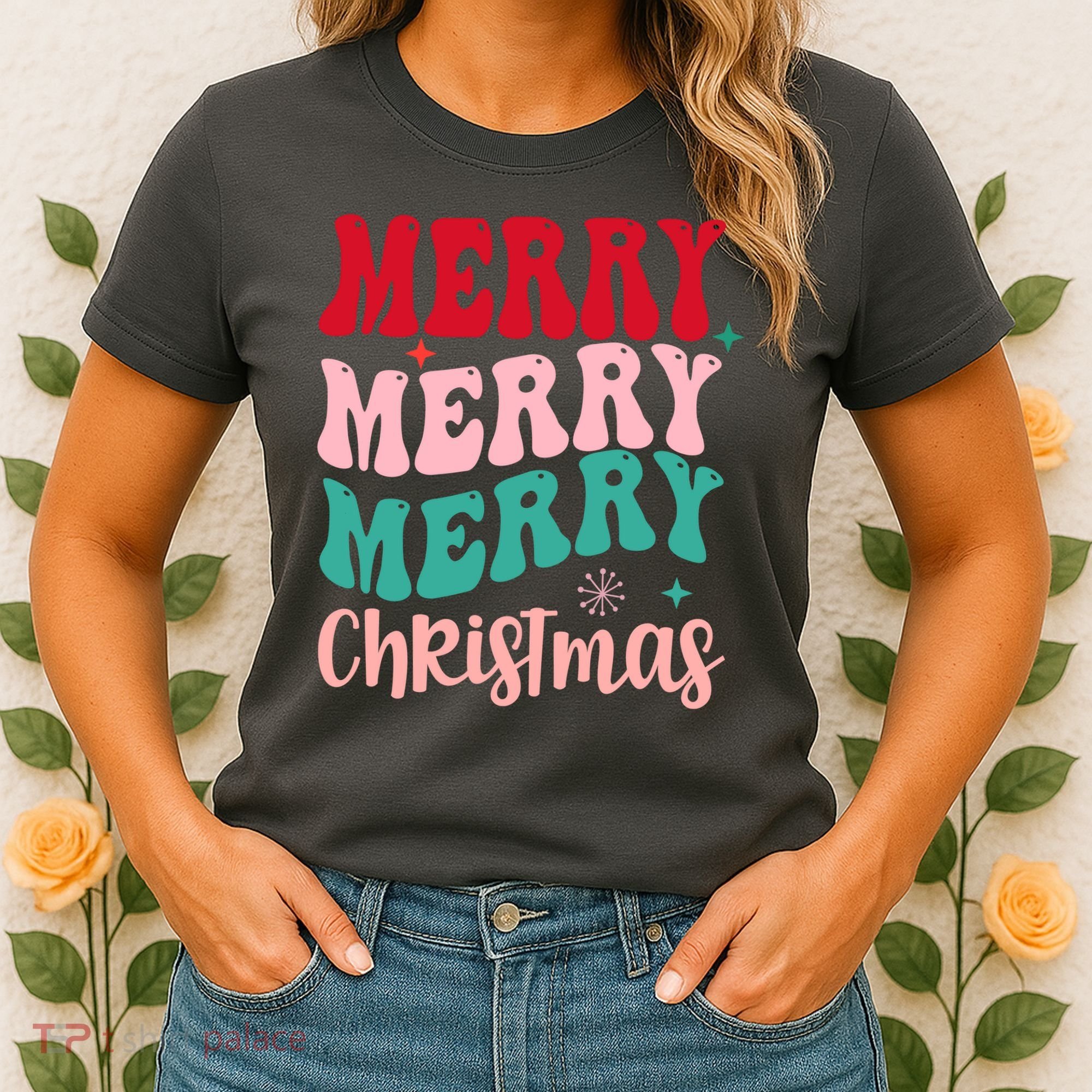 Merry Christmas Cute Holiday Groovy Women's T-Shirt