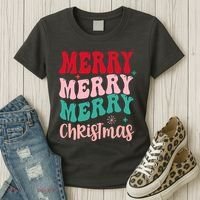 Merry Christmas Cute Holiday Groovy Women's T-Shirt thumb 3