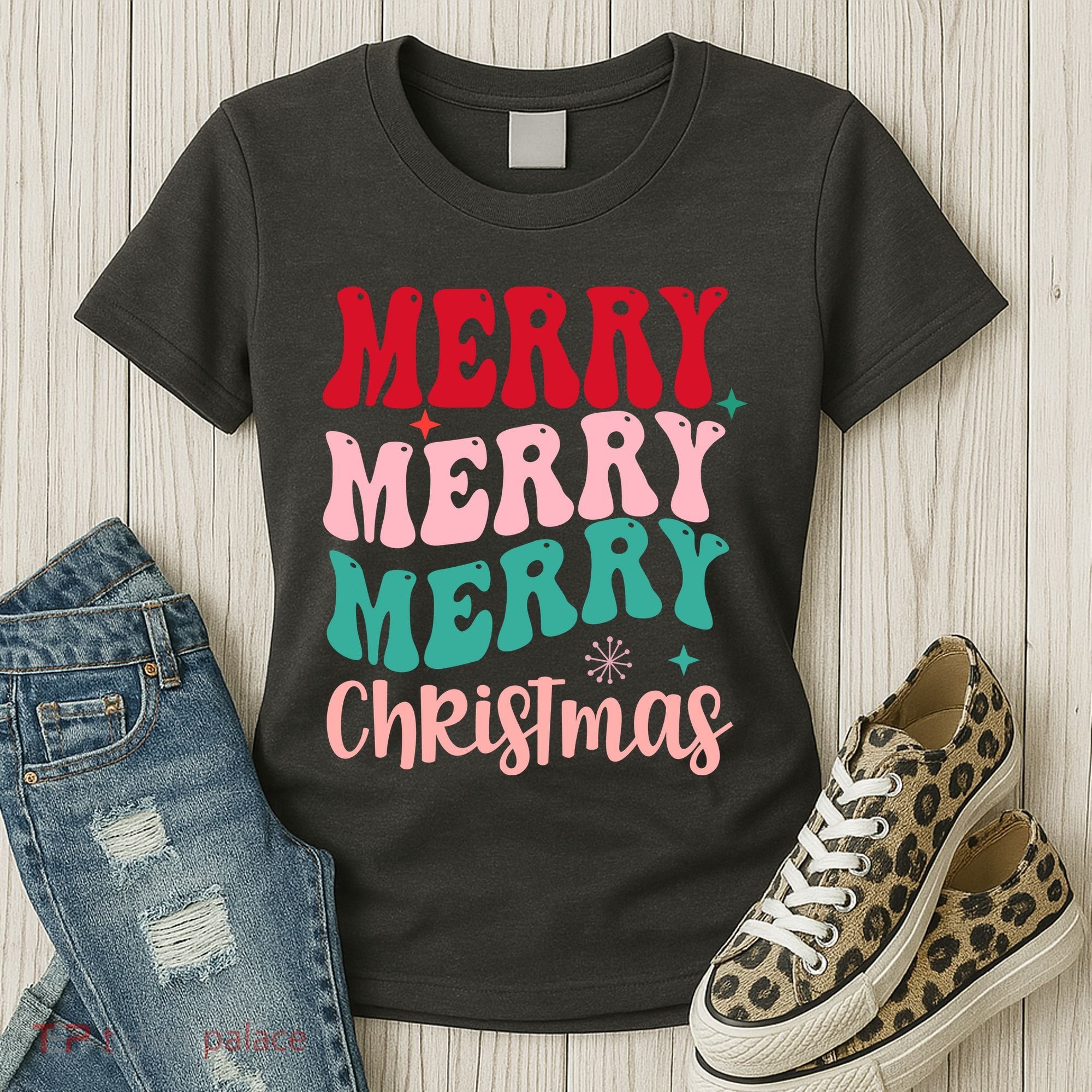 Merry Christmas Cute Holiday Groovy Women's T-Shirt