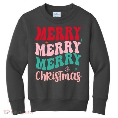 Merry Christmas Cute Holiday Groovy Kids Sweatshirt