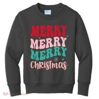 Merry Christmas Cute Holiday Groovy Kids Sweatshirt thumb 0