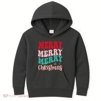 Merry Christmas Cute Holiday Groovy Kids Hoodie thumb 0