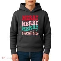 Merry Christmas Cute Holiday Groovy Kids Hoodie thumb 4